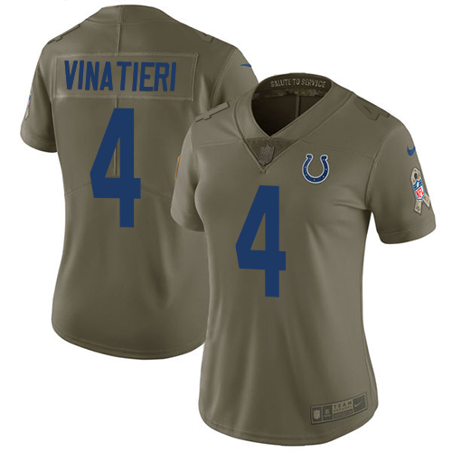 Nike Colts #4 Adam Vinatieri Olive Women's Stitched NFL Limited 2017 Salute to Service Jersey Nike Colts #4 Adam Vinatieri Olive Women's Stitched NFL Limited 2017 Salute to Service Jersey