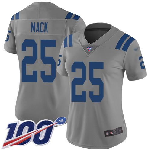 Nike Colts #25 Marlon Mack Gray Women's Stitched NFL Limited Inverted Legend 100th Season Jersey Nike Colts #25 Marlon Mack Gray Women's Stitched NFL Limited Inverted Legend 100th Season Jersey