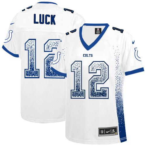 Nike Colts #12 Andrew Luck White Women's Stitched NFL Elite Drift Fashion Jersey Nike Colts #12 Andrew Luck White Women's Stitched NFL Elite Drift Fashion Jersey