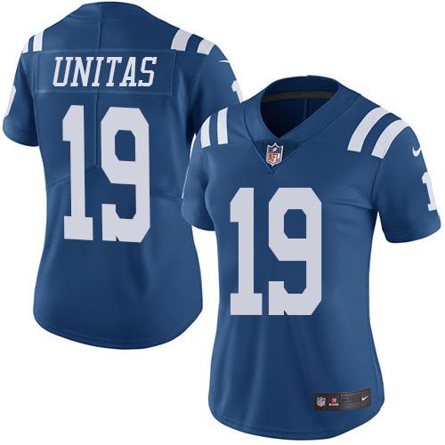 Nike Colts #19 Johnny Unitas Royal Blue Women's Stitched NFL Limited Rush Jersey Nike Colts #19 Johnny Unitas Royal Blue Women's Stitched NFL Limited Rush Jersey
