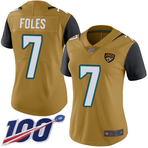 Nike Jaguars #7 Nick Foles Gold Women's Stitched NFL Limited Rush 100th Season Jersey Nike Jaguars #7 Nick Foles Gold Women's Stitched NFL Limited Rush 100th Season Jersey