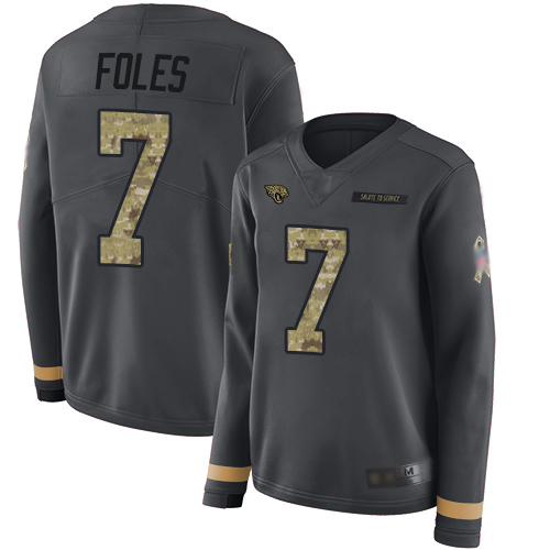 Nike Jaguars #7 Nick Foles Anthracite Salute to Service Women's Stitched NFL Limited Therma Long Sleeve Jersey Nike Jaguars #7 Nick Foles Anthracite Salute to Service Women's Stitched NFL Limited Therma Long Sleeve Jersey
