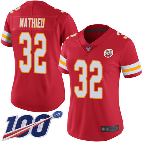 Nike Chiefs #32 Tyrann Mathieu Red Team Color Women's Stitched NFL 100th Season Vapor Limited Jersey Nike Chiefs #32 Tyrann Mathieu Red Team Color Women's Stitched NFL 100th Season Vapor Limited Jersey