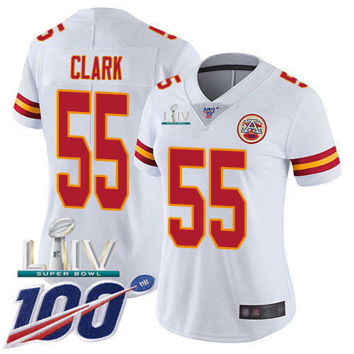 Nike Chiefs #55 Frank Clark White Super Bowl LIV 2020 Women's Stitched NFL 100th Season Vapor Untouchable Limited Jersey Nike Chiefs #55 Frank Clark White Super Bowl LIV 2020 Women's Stitched NFL 100th Season Vapor Untouchable Limited Jersey