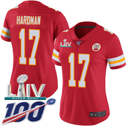 Nike Chiefs #17 Mecole Hardman Red Super Bowl LIV 2020 Team Color Women's Stitched NFL 100th Season Vapor Untouchable Limited Jersey Nike Chiefs #17 Mecole Hardman Red Super Bowl LIV 2020 Team Color Women's Stitched NFL 100th Season Vapor Untouchable Limited Jersey