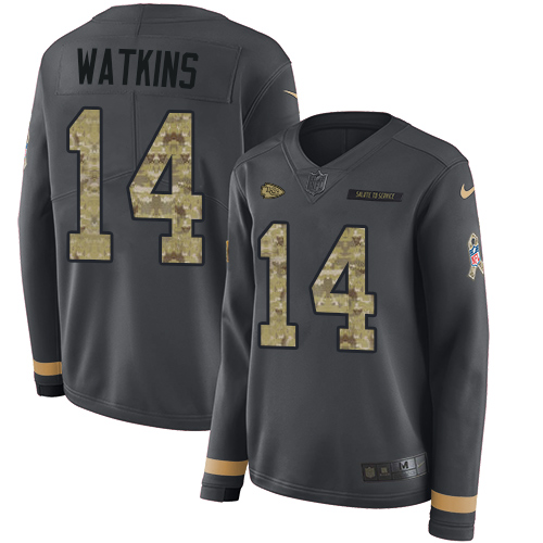 Nike Chiefs #14 Sammy Watkins Anthracite Salute to Service Women's Stitched NFL Limited Therma Long Sleeve Jersey Nike Chiefs #14 Sammy Watkins Anthracite Salute to Service Women's Stitched NFL Limited Therma Long Sleeve Jersey