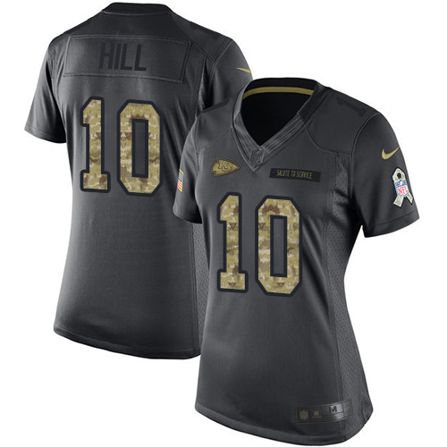 Nike Chiefs #10 Tyreek Hill Black Women's Stitched NFL Limited 2016 Salute to Service Jersey Nike Chiefs #10 Tyreek Hill Black Women's Stitched NFL Limited 2016 Salute to Service Jersey