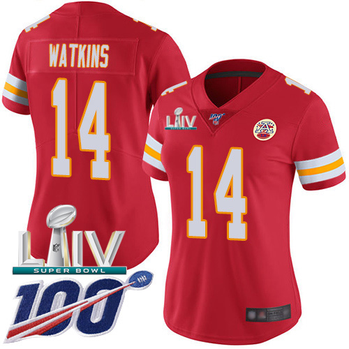 Nike Chiefs #14 Sammy Watkins Red Super Bowl LIV 2020 Team Color Women's Stitched NFL 100th Season Vapor Untouchable Limited Jersey Nike Chiefs #14 Sammy Watkins Red Super Bowl LIV 2020 Team Color Women's Stitched NFL 100th Season Vapor Untouchable Limited Jersey
