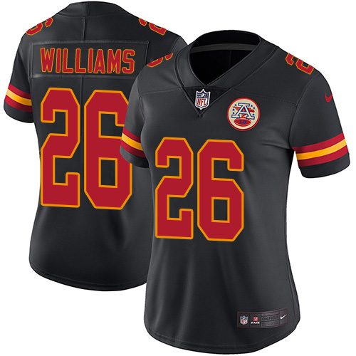Nike Chiefs #26 Damien Williams Black Women's Stitched NFL Limited Rush Jersey Nike Chiefs #26 Damien Williams Black Women's Stitched NFL Limited Rush Jersey