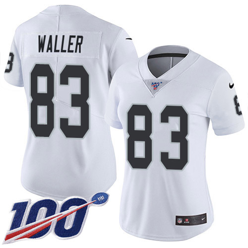 Nike Raiders #83 Darren Waller White Women's Stitched NFL 100th Season Vapor Limited Jersey Nike Raiders #83 Darren Waller White Women's Stitched NFL 100th Season Vapor Limited Jersey