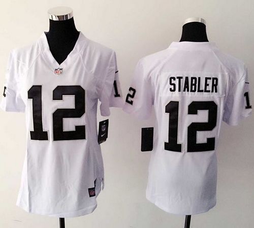 Nike Raiders #12 Kenny Stabler White Women's Stitched NFL Elite Jersey Nike Raiders #12 Kenny Stabler White Women's Stitched NFL Elite Jersey