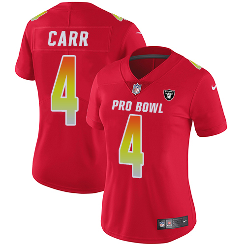 Nike Raiders #4 Derek Carr Red Women's Stitched NFL Limited AFC 2018 Pro Bowl Jersey Nike Raiders #4 Derek Carr Red Women's Stitched NFL Limited AFC 2018 Pro Bowl Jersey