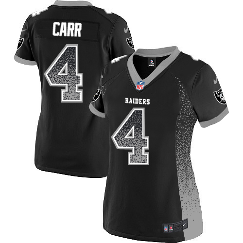 Nike Raiders #4 Derek Carr Black Women's Stitched NFL Elite Drift Fashion Jersey Nike Raiders #4 Derek Carr Black Women's Stitched NFL Elite Drift Fashion Jersey