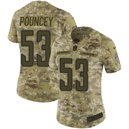 Nike Chargers #53 Mike Pouncey Camo Women's Stitched NFL Limited 2018 Salute to Service Jersey Nike Chargers #53 Mike Pouncey Camo Women's Stitched NFL Limited 2018 Salute to Service Jersey