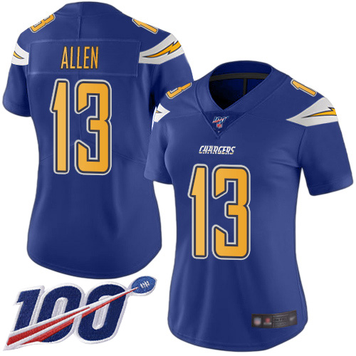 Nike Chargers #13 Keenan Allen Electric Blue Women's Stitched NFL Limited Rush 100th Season Jersey Nike Chargers #13 Keenan Allen Electric Blue Women's Stitched NFL Limited Rush 100th Season Jersey