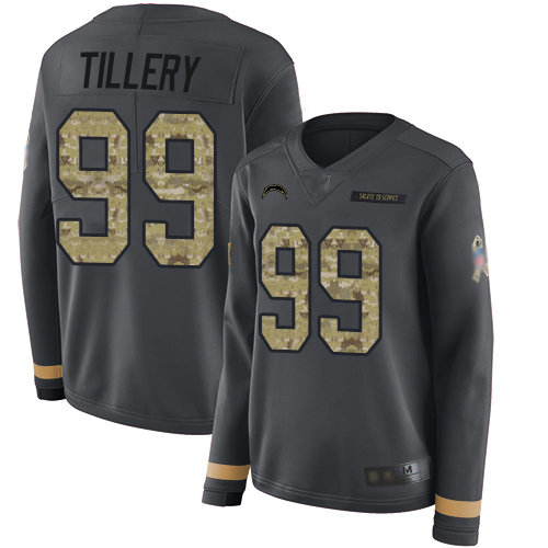 Nike Chargers #99 Jerry Tillery Anthracite Salute to Service Women's Stitched NFL Limited Therma Long Sleeve Jersey Nike Chargers #99 Jerry Tillery Anthracite Salute to Service Women's Stitched NFL Limited Therma Long Sleeve Jersey