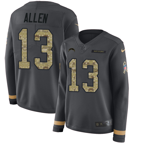 Nike Chargers #13 Keenan Allen Anthracite Salute to Service Women's Stitched NFL Limited Therma Long Sleeve Jersey Nike Chargers #13 Keenan Allen Anthracite Salute to Service Women's Stitched NFL Limited Therma Long Sleeve Jersey