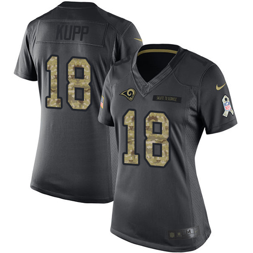 Nike Rams #18 Cooper Kupp Black Women's Stitched NFL Limited 2016 Salute to Service Jersey Nike Rams #18 Cooper Kupp Black Women's Stitched NFL Limited 2016 Salute to Service Jersey