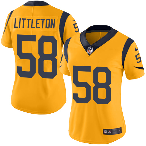Nike Rams #58 Cory Littleton Gold Women's Stitched NFL Limited Rush Jersey Nike Rams #58 Cory Littleton Gold Women's Stitched NFL Limited Rush Jersey