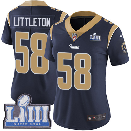 Nike Rams #58 Cory Littleton Navy Blue Team Color Super Bowl LIII Bound Women's Stitched NFL Vapor Untouchable Limited Jersey Nike Rams #58 Cory Littleton Navy Blue Team Color Super Bowl LIII Bound Women's Stitched NFL Vapor Untouchable Limited Jersey