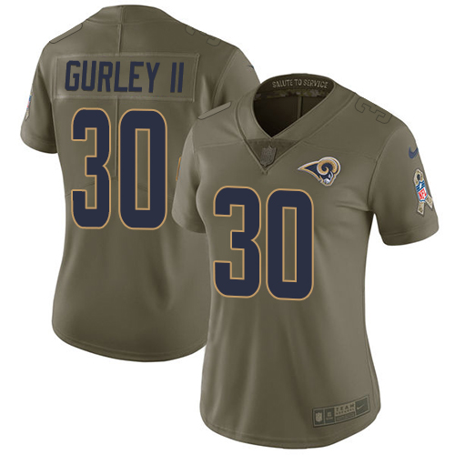 Nike Rams #30 Todd Gurley II Olive Women's Stitched NFL Limited 2017 Salute to Service Jersey Nike Rams #30 Todd Gurley II Olive Women's Stitched NFL Limited 2017 Salute to Service Jersey