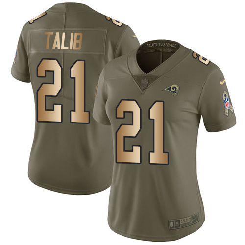 Nike Rams #21 Aqib Talib Olive/Gold Women's Stitched NFL Limited 2017 Salute to Service Jersey Nike Rams #21 Aqib Talib Olive/Gold Women's Stitched NFL Limited 2017 Salute to Service Jersey