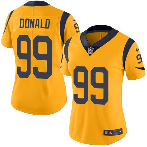 Nike Rams #99 Aaron Donald Gold Women's Stitched NFL Limited Rush Jersey Nike Rams #99 Aaron Donald Gold Women's Stitched NFL Limited Rush Jersey