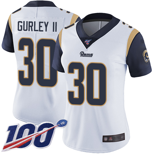 Nike Rams #30 Todd Gurley II White Women's Stitched NFL 100th Season Vapor Limited Jersey Nike Rams #30 Todd Gurley II White Women's Stitched NFL 100th Season Vapor Limited Jersey