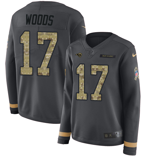 Nike Rams #17 Robert Woods Anthracite Salute to Service Women's Stitched NFL Limited Therma Long Sleeve Jersey Nike Rams #17 Robert Woods Anthracite Salute to Service Women's Stitched NFL Limited Therma Long Sleeve Jersey