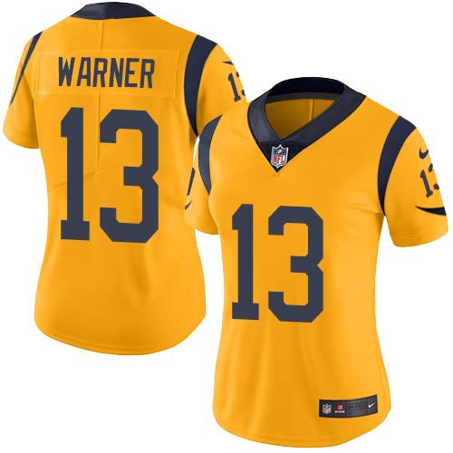 Nike Rams #13 Kurt Warner Gold Women's Stitched NFL Limited Rush Jersey Nike Rams #13 Kurt Warner Gold Women's Stitched NFL Limited Rush Jersey