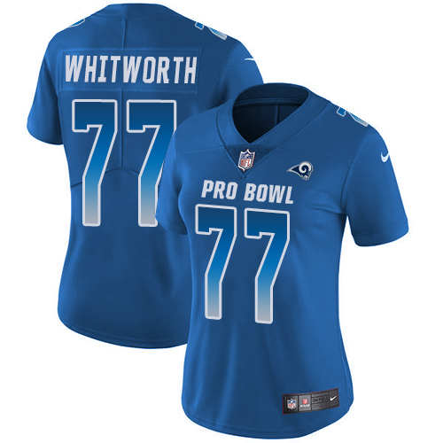Nike Rams #77 Andrew Whitworth Royal Women's Stitched NFL Limited NFC 2018 Pro Bowl Jersey Nike Rams #77 Andrew Whitworth Royal Women's Stitched NFL Limited NFC 2018 Pro Bowl Jersey
