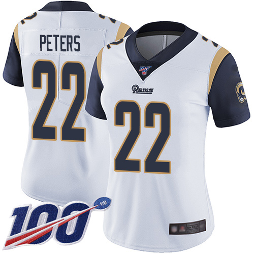 Nike Rams #22 Marcus Peters White Women's Stitched NFL 100th Season Vapor Limited Jersey Nike Rams #22 Marcus Peters White Women's Stitched NFL 100th Season Vapor Limited Jersey