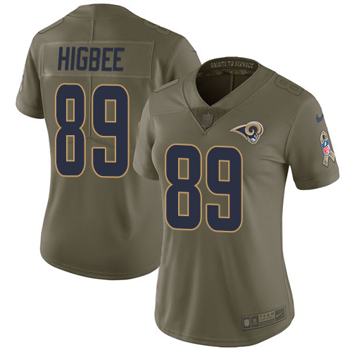 Nike Rams #89 Tyler Higbee Olive Women's Stitched NFL Limited 2017 Salute to Service Jersey Nike Rams #89 Tyler Higbee Olive Women's Stitched NFL Limited 2017 Salute to Service Jersey