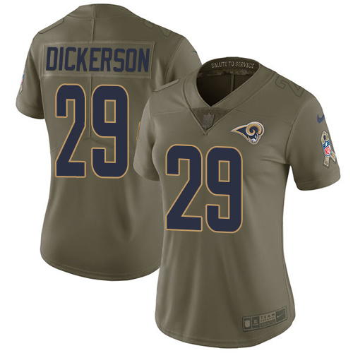 Nike Rams #29 Eric Dickerson Olive Women's Stitched NFL Limited 2017 Salute to Service Jersey Nike Rams #29 Eric Dickerson Olive Women's Stitched NFL Limited 2017 Salute to Service Jersey
