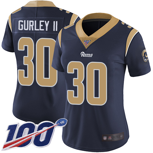 Nike Rams #30 Todd Gurley II Navy Blue Team Color Women's Stitched NFL 100th Season Vapor Limited Jersey Nike Rams #30 Todd Gurley II Navy Blue Team Color Women's Stitched NFL 100th Season Vapor Limited Jersey