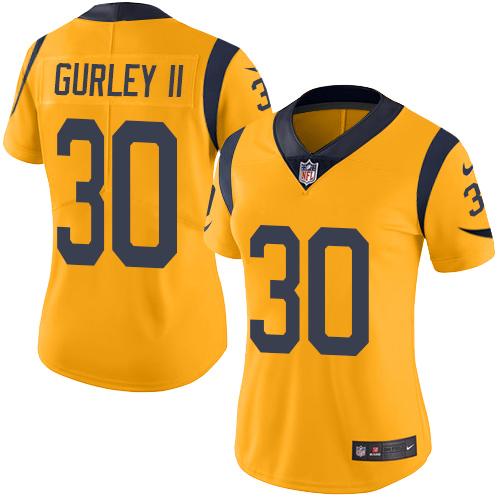 Nike Rams #30 Todd Gurley II Gold Women's Stitched NFL Limited Rush Jersey Nike Rams #30 Todd Gurley II Gold Women's Stitched NFL Limited Rush Jersey