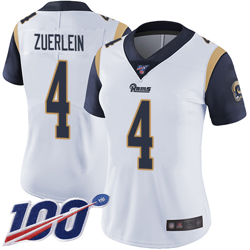 Nike Rams #4 Greg Zuerlein White Women's Stitched NFL 100th Season Vapor Limited Jersey Nike Rams #4 Greg Zuerlein White Women's Stitched NFL 100th Season Vapor Limited Jersey