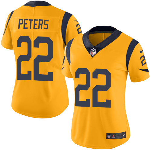 Nike Rams #22 Marcus Peters Gold Women's Stitched NFL Limited Rush Jersey Nike Rams #22 Marcus Peters Gold Women's Stitched NFL Limited Rush Jersey