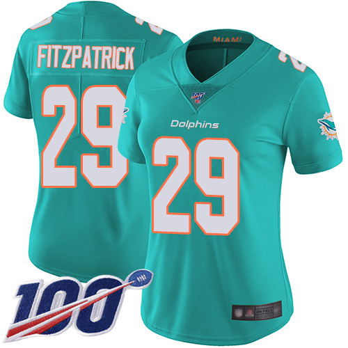 Nike Dolphins #29 Minkah Fitzpatrick Aqua Green Team Color Women's Stitched NFL 100th Season Vapor Limited Jersey Nike Dolphins #29 Minkah Fitzpatrick Aqua Green Team Color Women's Stitched NFL 100th Season Vapor Limited Jersey