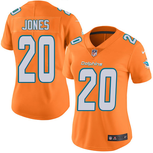Nike Dolphins #20 Reshad Jones Orange Women's Stitched NFL Limited Rush Jersey Nike Dolphins #20 Reshad Jones Orange Women's Stitched NFL Limited Rush Jersey