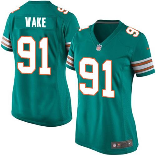 Nike Dolphins #91 Cameron Wake Aqua Green Alternate Women's Stitched NFL Elite Jersey Nike Dolphins #91 Cameron Wake Aqua Green Alternate Women's Stitched NFL Elite Jersey