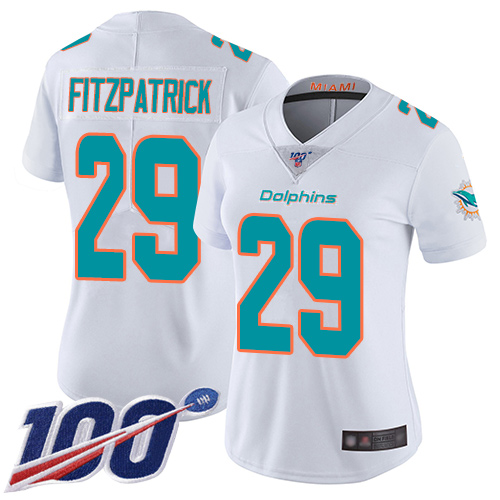 Nike Dolphins #29 Minkah Fitzpatrick White Women's Stitched NFL 100th Season Vapor Limited Jersey Nike Dolphins #29 Minkah Fitzpatrick White Women's Stitched NFL 100th Season Vapor Limited Jersey