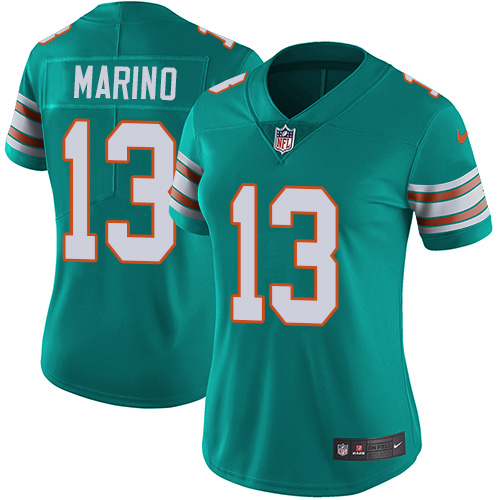 Nike Dolphins #13 Dan Marino Aqua Green Alternate Women's Stitched NFL Vapor Untouchable Limited Jersey Nike Dolphins #13 Dan Marino Aqua Green Alternate Women's Stitched NFL Vapor Untouchable Limited Jersey