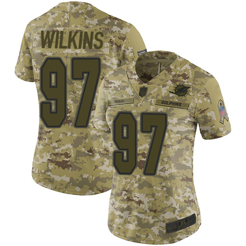 Nike Dolphins #97 Christian Wilkins Camo Women's Stitched NFL Limited 2018 Salute to Service Jersey Nike Dolphins #97 Christian Wilkins Camo Women's Stitched NFL Limited 2018 Salute to Service Jersey