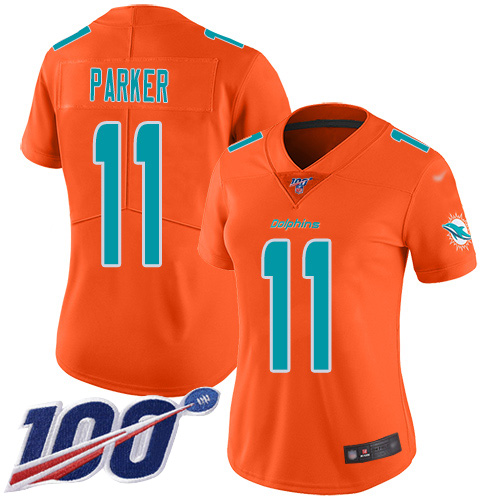 Nike Dolphins #11 DeVante Parker Orange Women's Stitched NFL Limited Inverted Legend 100th Season Jersey Nike Dolphins #11 DeVante Parker Orange Women's Stitched NFL Limited Inverted Legend 100th Season Jersey