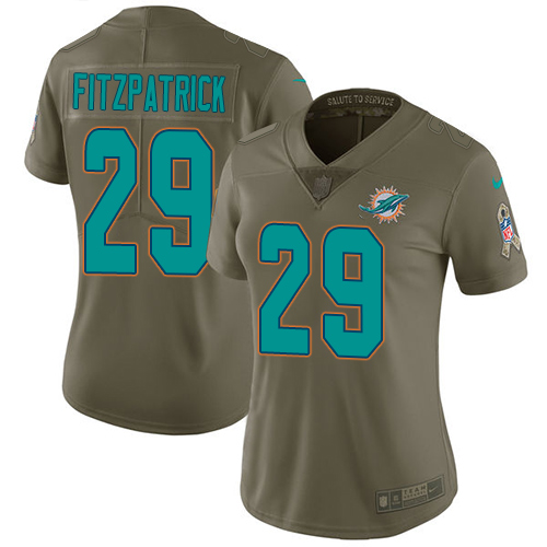 Nike Dolphins #29 Minkah Fitzpatrick Olive Women's Stitched NFL Limited 2017 Salute to Service Jersey Nike Dolphins #29 Minkah Fitzpatrick Olive Women's Stitched NFL Limited 2017 Salute to Service Jersey