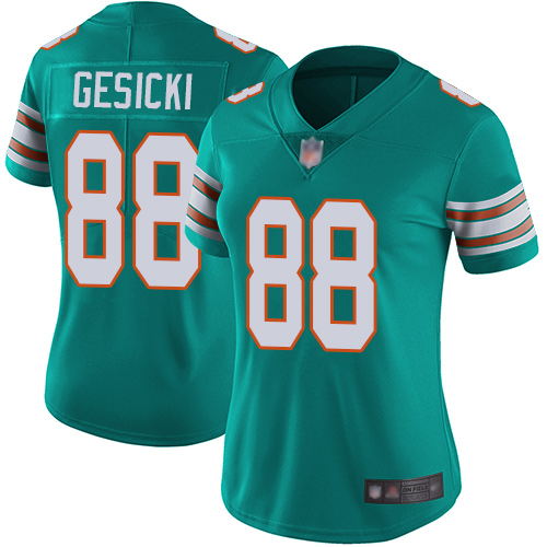 Nike Dolphins #88 Mike Gesicki Aqua Green Alternate Women's Stitched NFL Vapor Untouchable Limited Jersey Nike Dolphins #88 Mike Gesicki Aqua Green Alternate Women's Stitched NFL Vapor Untouchable Limited Jersey