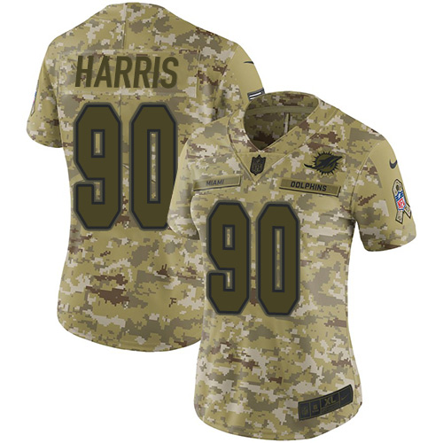 Nike Dolphins #90 Charles Harris Camo Women's Stitched NFL Limited 2018 Salute to Service Jersey Nike Dolphins #90 Charles Harris Camo Women's Stitched NFL Limited 2018 Salute to Service Jersey