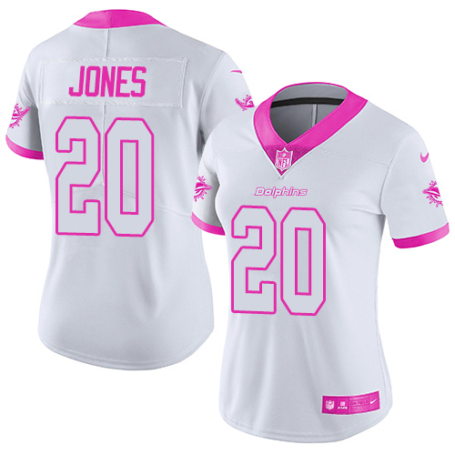 Nike Dolphins #20 Reshad Jones White/Pink Women's Stitched NFL Limited Rush Fashion Jersey Nike Dolphins #20 Reshad Jones White/Pink Women's Stitched NFL Limited Rush Fashion Jersey