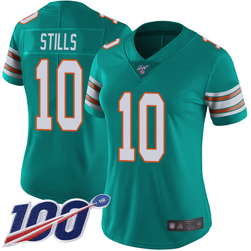 Nike Dolphins #10 Kenny Stills Aqua Green Alternate Women's Stitched NFL 100th Season Vapor Limited Jersey Nike Dolphins #10 Kenny Stills Aqua Green Alternate Women's Stitched NFL 100th Season Vapor Limited Jersey